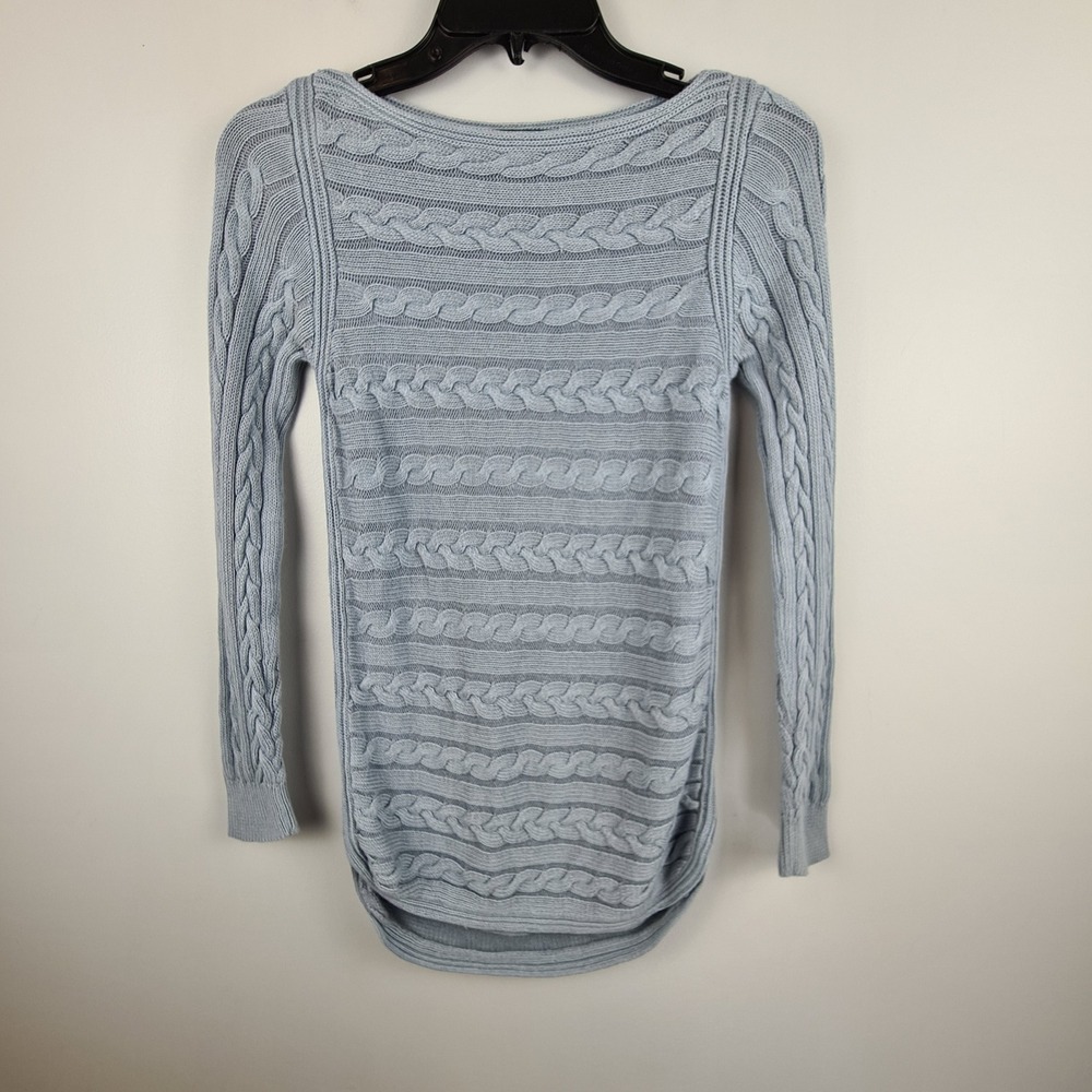 Lauren Ralph Lauren Women XS Light Blue Cable Knit Boat Neck Tunic Sweater